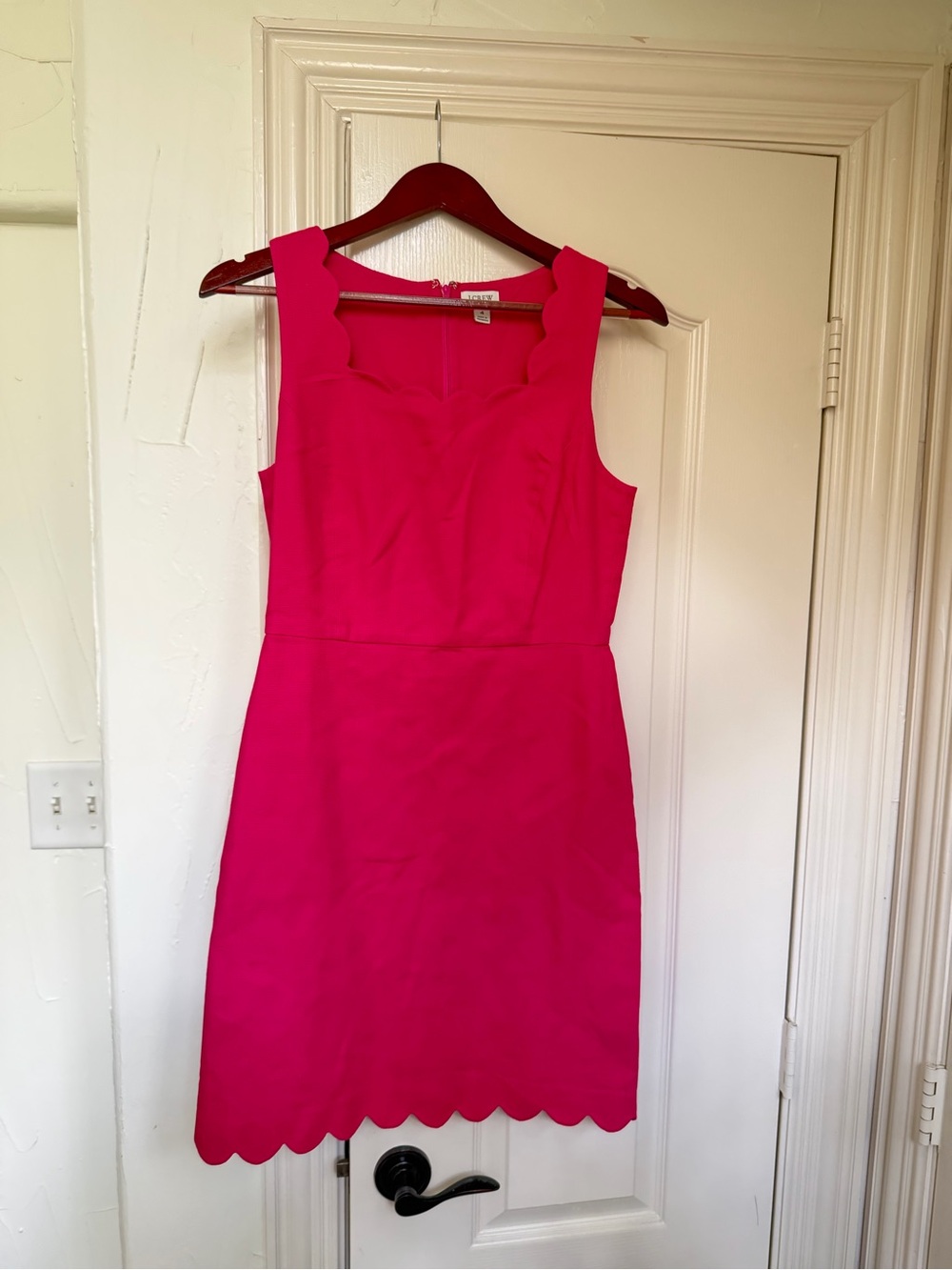 J. Crew Sleeveless Scalloped Sheath Dress in Pink - Picture 2 of 4